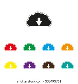 cloud download - color vector icon