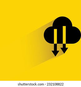 cloud download concept on yellow background, flat and shadow theme