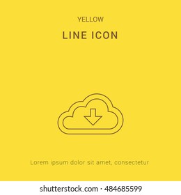 Cloud Download Cute yellow thin line icon / logo Design