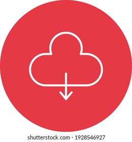 Cloud, download, down arrow icon vector image. Can also be used for network and data sharing. Suitable for use on web apps, mobile apps and print media.