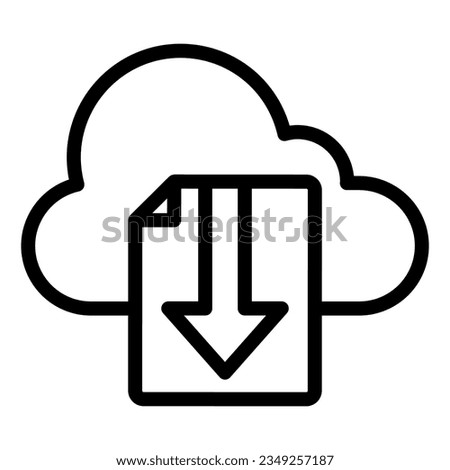 Cloud download file line icon. File on cloud storage vector illustration isolated on white. Documents downloading outline style designed for and app.