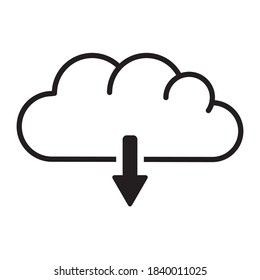 Diseño de iluminación de vectores de iconos de almacenamiento de archivos de descarga en nube