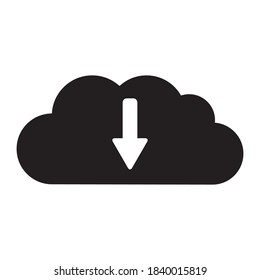 Diseño de iluminación de vectores de iconos de almacenamiento de archivos de descarga en nube