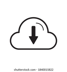 Diseño de iluminación de vectores de iconos de almacenamiento de archivos de descarga en nube