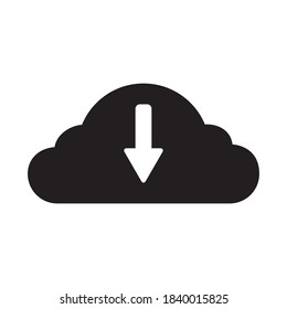 Diseño de iluminación de vectores de iconos de almacenamiento de archivos de descarga en nube