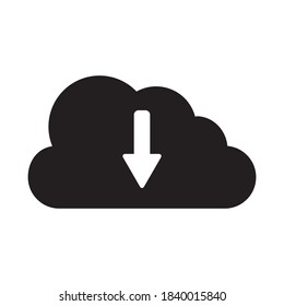 Diseño de iluminación de vectores de iconos de almacenamiento de archivos de descarga en nube