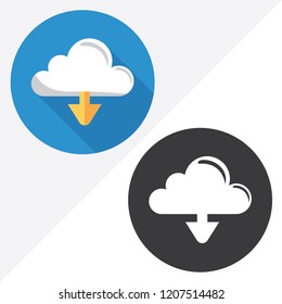 Cloud download  flat vector icon. Illustration of black and white icons.