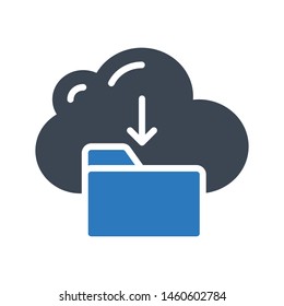 cloud  download folder glyph color vector icon