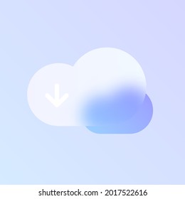 icono de moda de morfismo de cristal de descarga en nube. descarga en la nube un icono del vector de vidrio transparente con gradiente de color negro y púrpura. para diseño web y ui, aplicaciones móviles y poligrafía de negocios de promoción