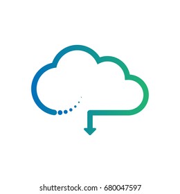 Cloud download glyph creative design icon, cloud computing concept, vector illustration
