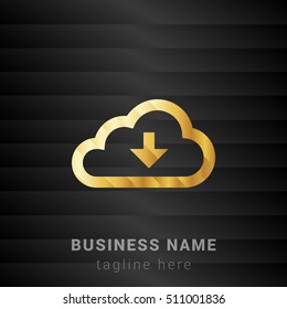 Cloud Download Gold and Black silk fashion premium icon / Logo