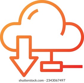 Icono de gradiente de descarga en la nube: icono único, vector
