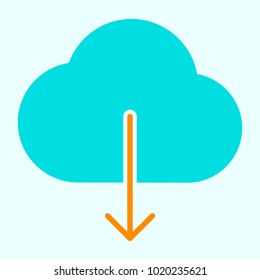 Cloud Download Icon.  96x96 for Web Graphics and Apps.  Simple Minimal Pictogram. Vector