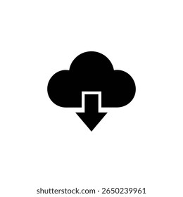 Seta para baixo do ícone de download da nuvem da ilustração do vetor de símbolos