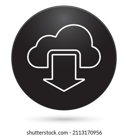 cloud download icon, black circle button, vector illustration.