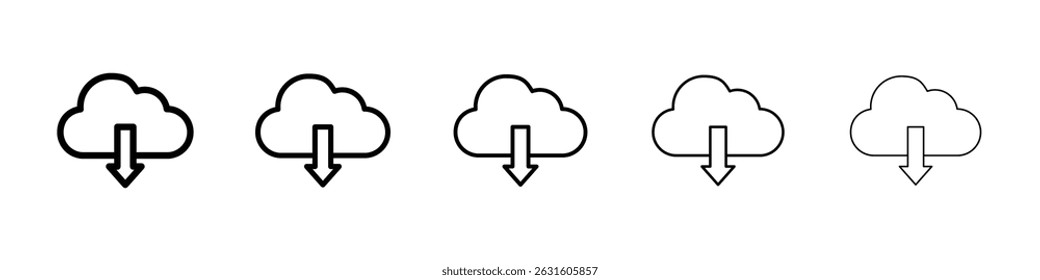 Ícone de download de nuvem em preto. Ilustração vetorial para design gráfico