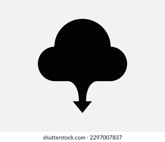 Cloud Download Icon. Black Web Data Storage Server Tech Internet Connection Network Database Sign Symbol Artwork Graphic Illustration Clipart Vector