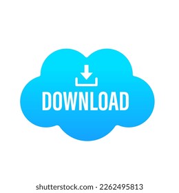 Cloud Download icon - the concept of computer communication. Web design elements.Save cloud icon push button for UI UX, website, mobile application. Vector illustration
