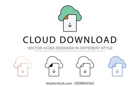 Diseño de icono de Descarga de la nube con fondo blanco