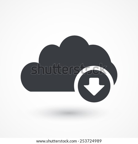 Cloud download icon. Download icon, digital cloud, music, video upload, media application, phone, computer. Cloud computing concept . Data storage