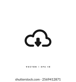 Cloud Download Icon. Editable Stroke