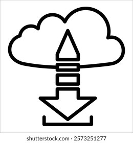 Cloud Download Icon Element For Design