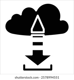 Cloud Download Icon Element For Design