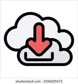 Cloud Download Icon Element For Design