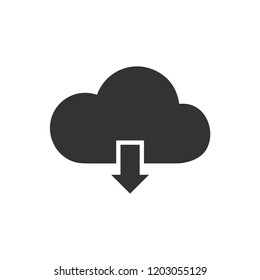 Cloud download. Icon Flat