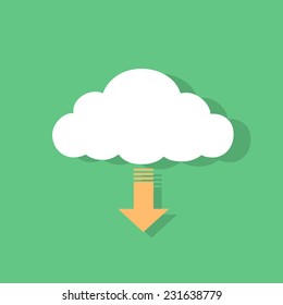 cloud download icon flat design vector illustration