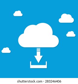 cloud download icon flat design vector illustration