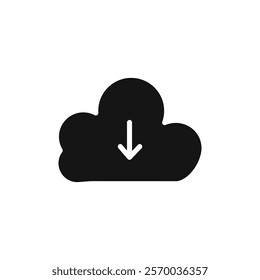 Cloud download icon Flat simple outline set