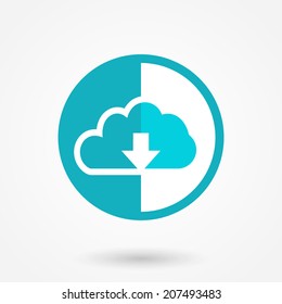 Cloud download icon in flat style 