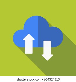 Cloud download icon in flat style.