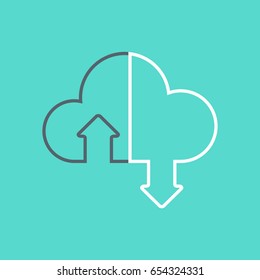Cloud download icon in flat style.