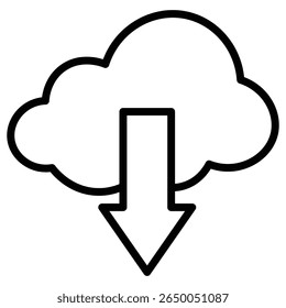 ícone de download na nuvem fino delineamento arte logotipo