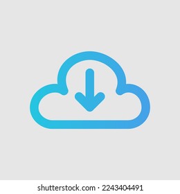 Cloud download icon in gradient style about user interface, use for website mobile app presentation