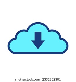 Aislamiento de icono de descarga en nube en fondo blanco