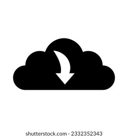 Aislamiento de icono de descarga en nube en fondo blanco