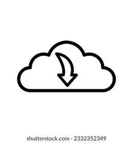 Aislamiento de icono de descarga en nube en fondo blanco
