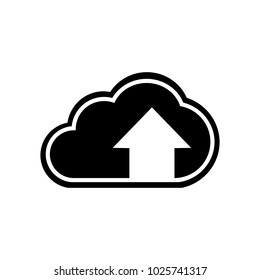 Cloud download icon isolated on white background. Cloud saving design. Abstract cloud with arrow symbol in flat style. Simple cloud downloading icon in black. Vector illustration.