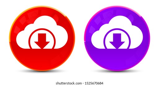 Cloud download icon isolated on glossy round buttons illustration