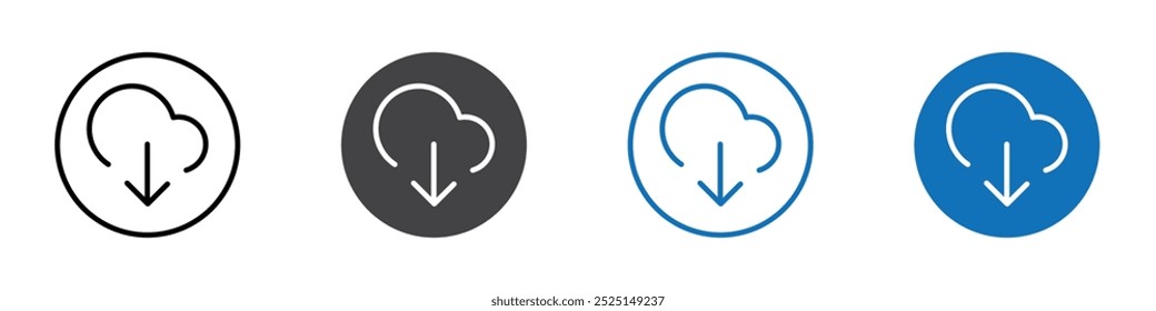 Icono de la Descarga de la nube aislado en el conjunto de Vector del fondo blanco