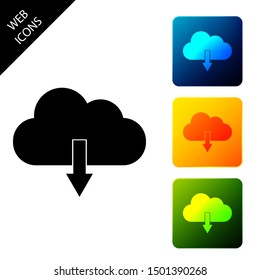Cloud download icon isolated. Set icons colorful square buttons. Vector Illustration