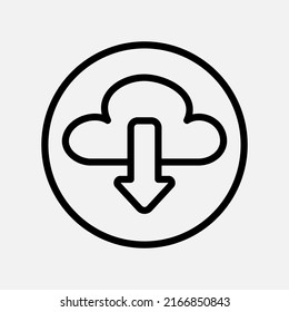 Cloud-Download-Symbol im Strichstil über die Benutzeroberfläche, Verwendung für Website-Mobile-App-Präsentation