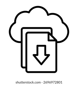 Cloud Download Symbol Linienstil Vektorgrafik