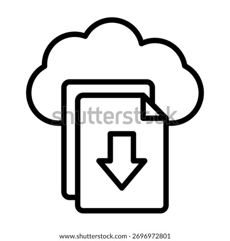 Cloud Download Icon Line Style Vector Illustration