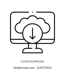 cloud download icon. Linear style sign isolated on white background. Vector illustration.