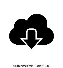 icono de descarga en nube o logotipo símbolo de signo aislado ilustración vectorial de alta calidad estilo negro iconos vectoriales
