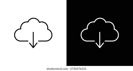 Icono de Descarga en la nube. Diseño de Vector minimalista. Trazo editable. EPS10